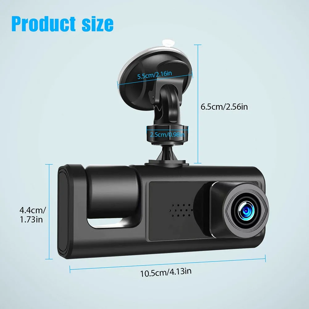 2-inch Screen Car Driving Recorder 3-way HD 1080P 3-lens Parking