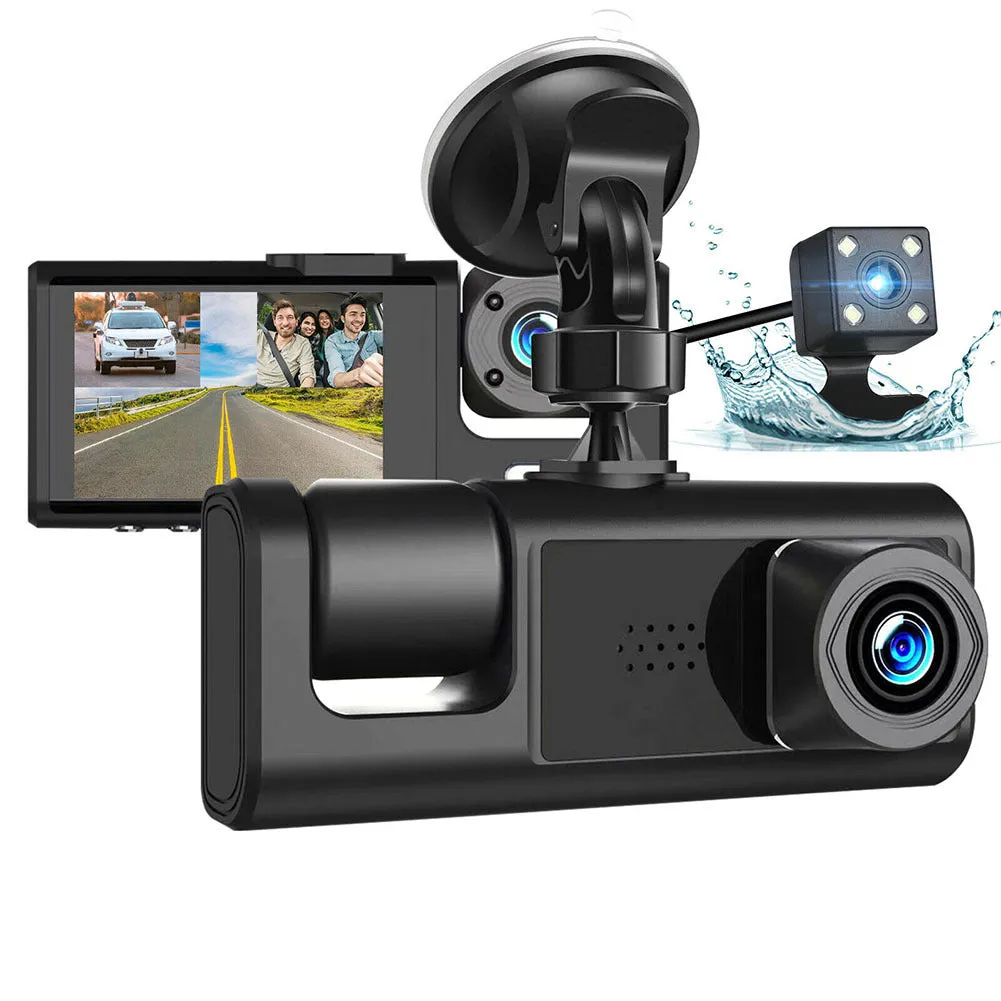 2-inch Screen Car Driving Recorder 3-way HD 1080P 3-lens Parking