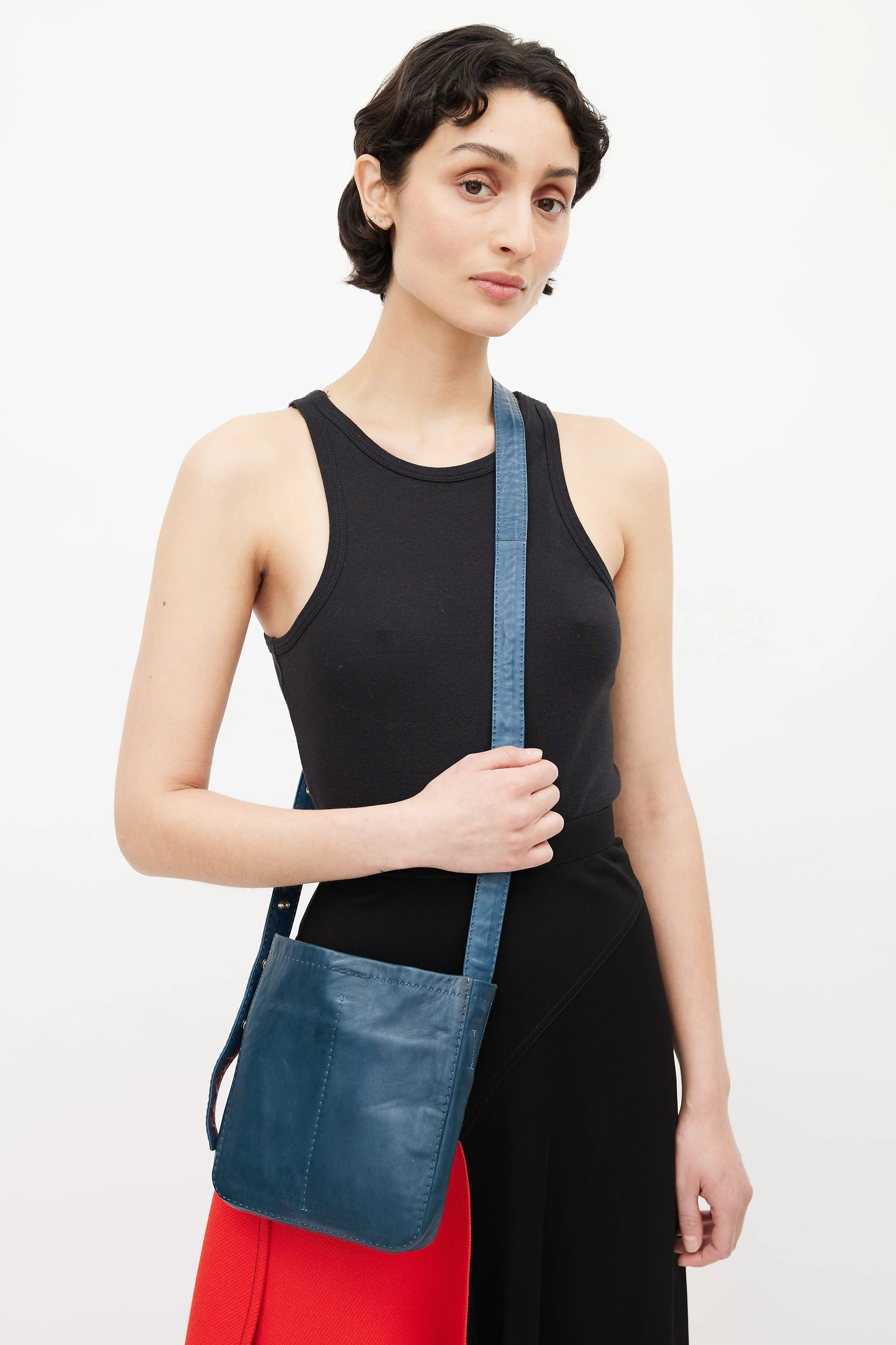 2016 Blue Leather Small Crossbody Bag