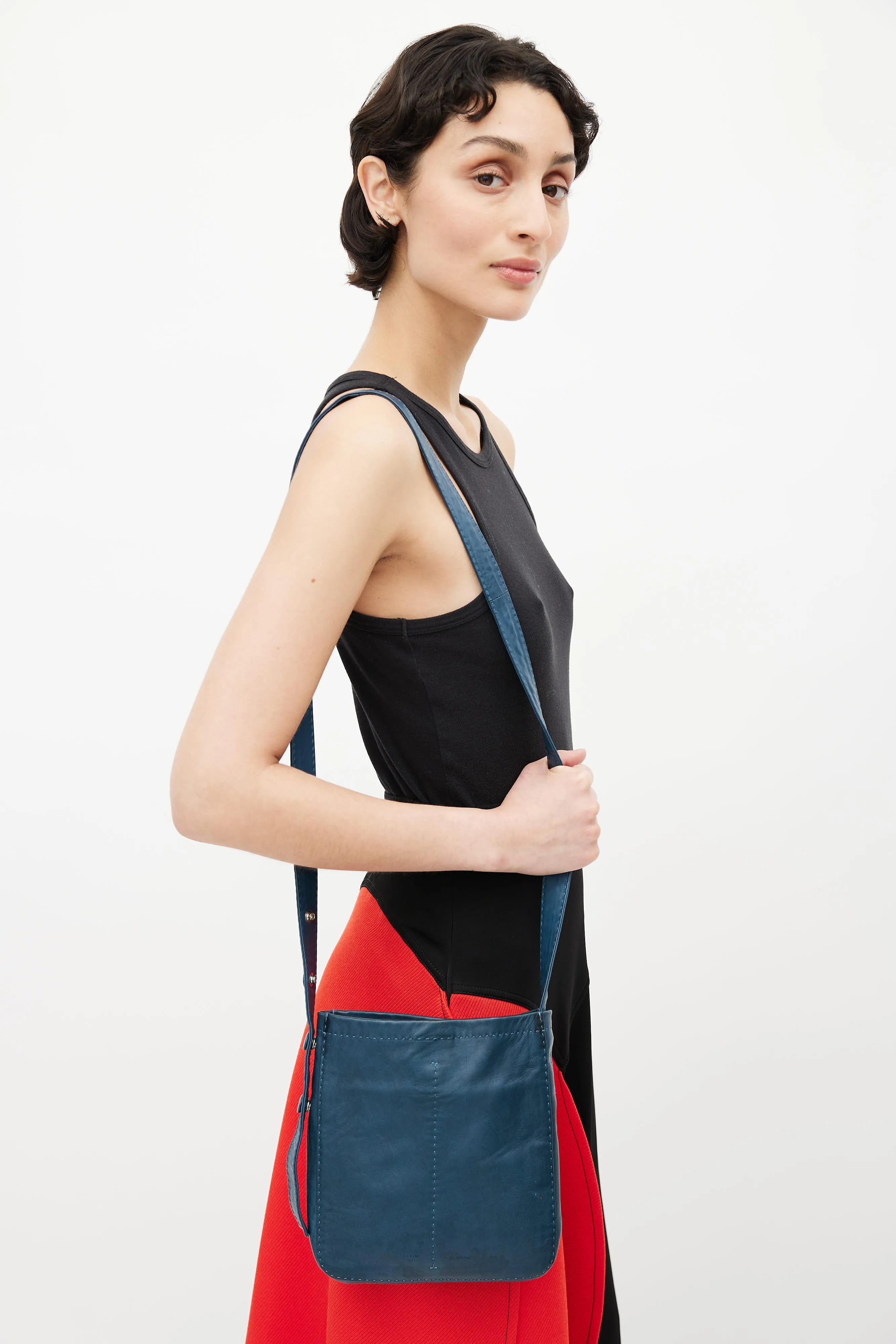 2016 Blue Leather Small Crossbody Bag