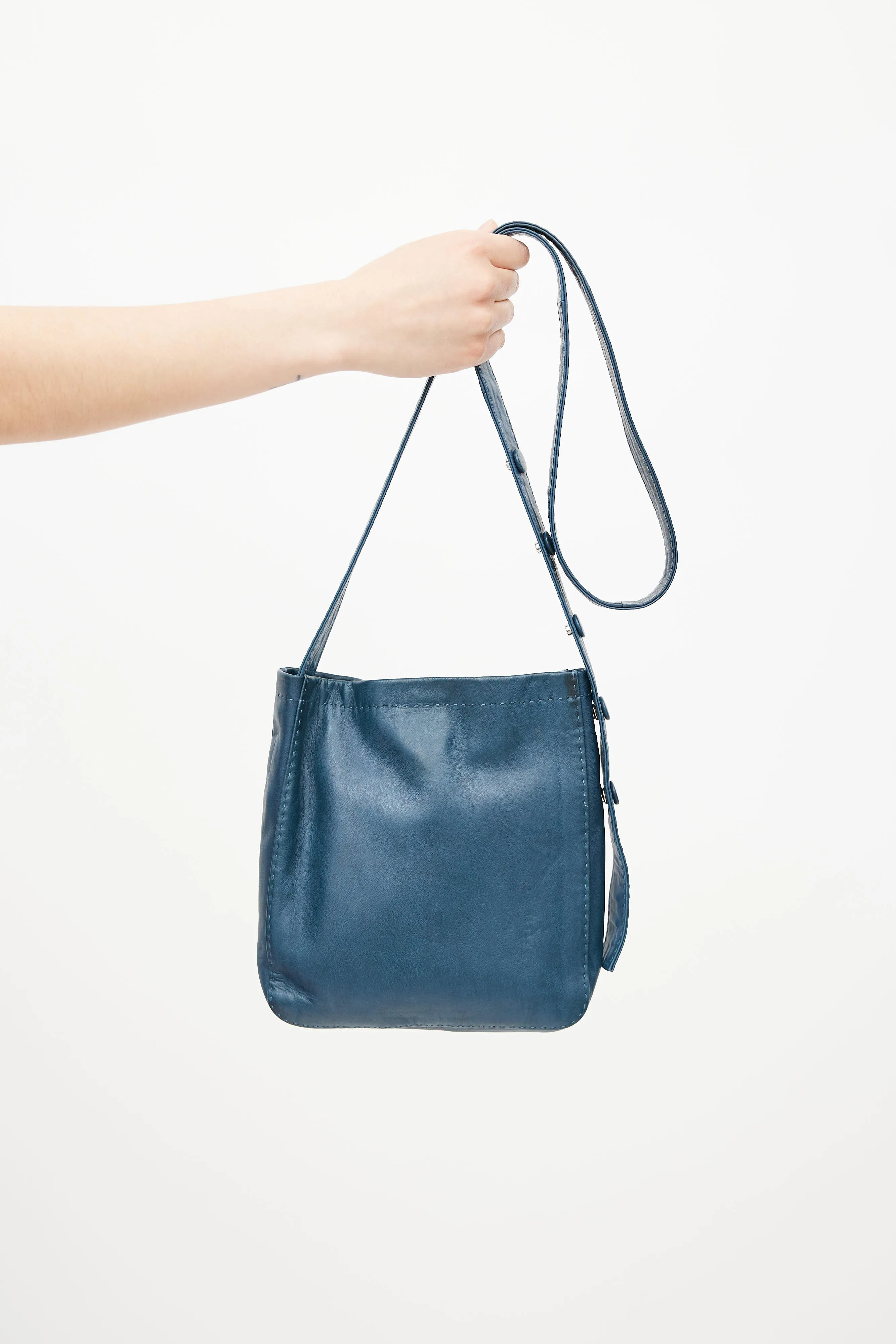 2016 Blue Leather Small Crossbody Bag