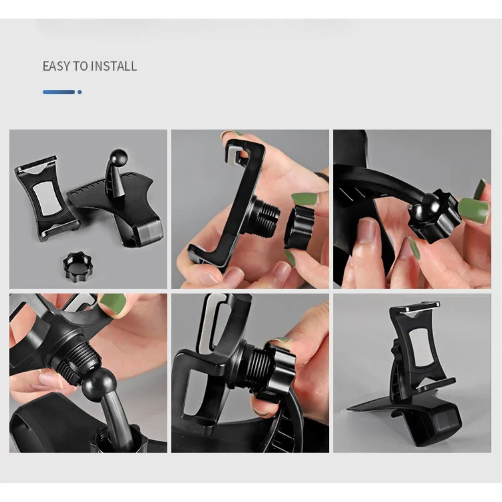 3 in 1 Car GPS Smartphone Holder: Dashboard / Visor Clamp   AC Grid Clip for Fly Tornado Slim - Black