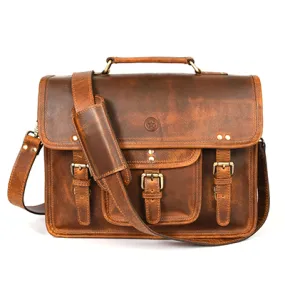 Ancona Leather Office Bag 15" - Caramel Brown