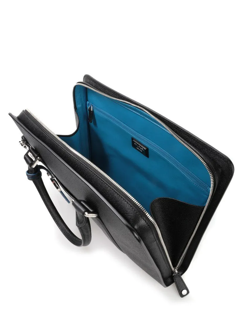 Bulgari Leather Zipper Briefcase