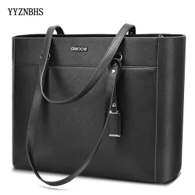 Business Bag For Women Office 15.6 Inch Waterproof Leather Briefcase Women Big Handbags Luxury Designer Fashion Brand Tote Bag
