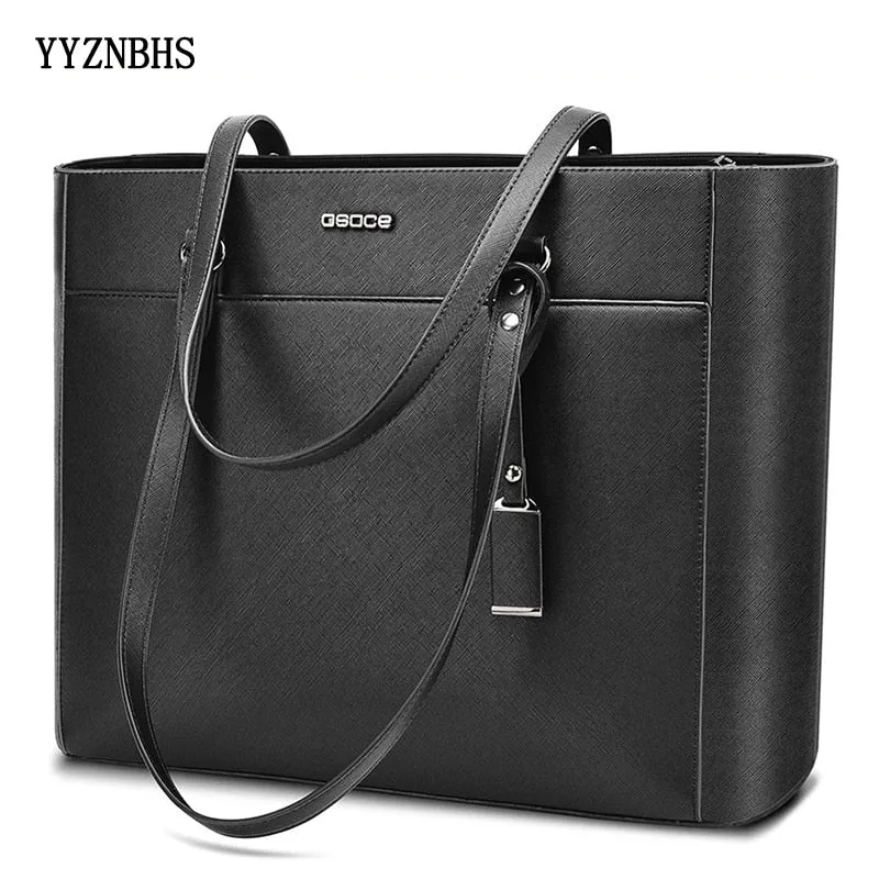 Business Bag For Women Office 15.6 Inch Waterproof Leather Briefcase Women Big Handbags Luxury Designer Fashion Brand Tote Bag