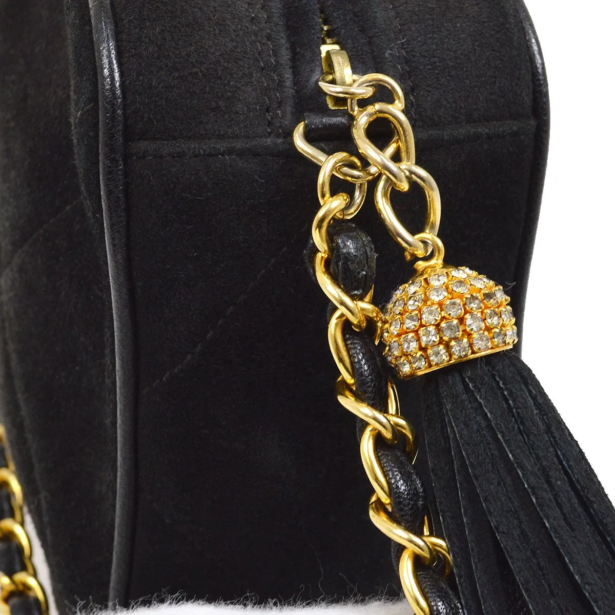 CHANEL 1986-1988 Black Suede Diamond Camera Bag Mini 01505