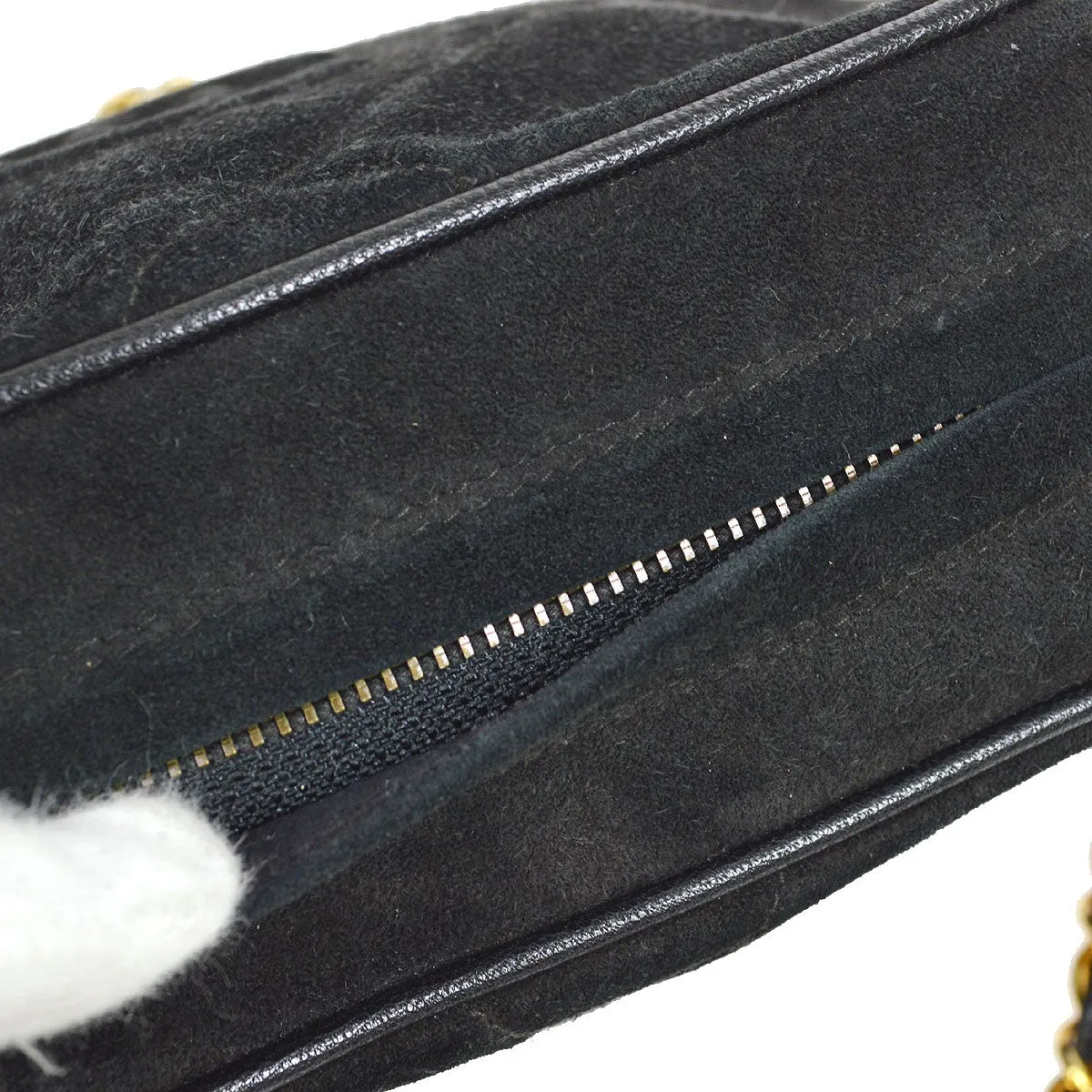 CHANEL 1986-1988 Black Suede Diamond Camera Bag Mini 01505