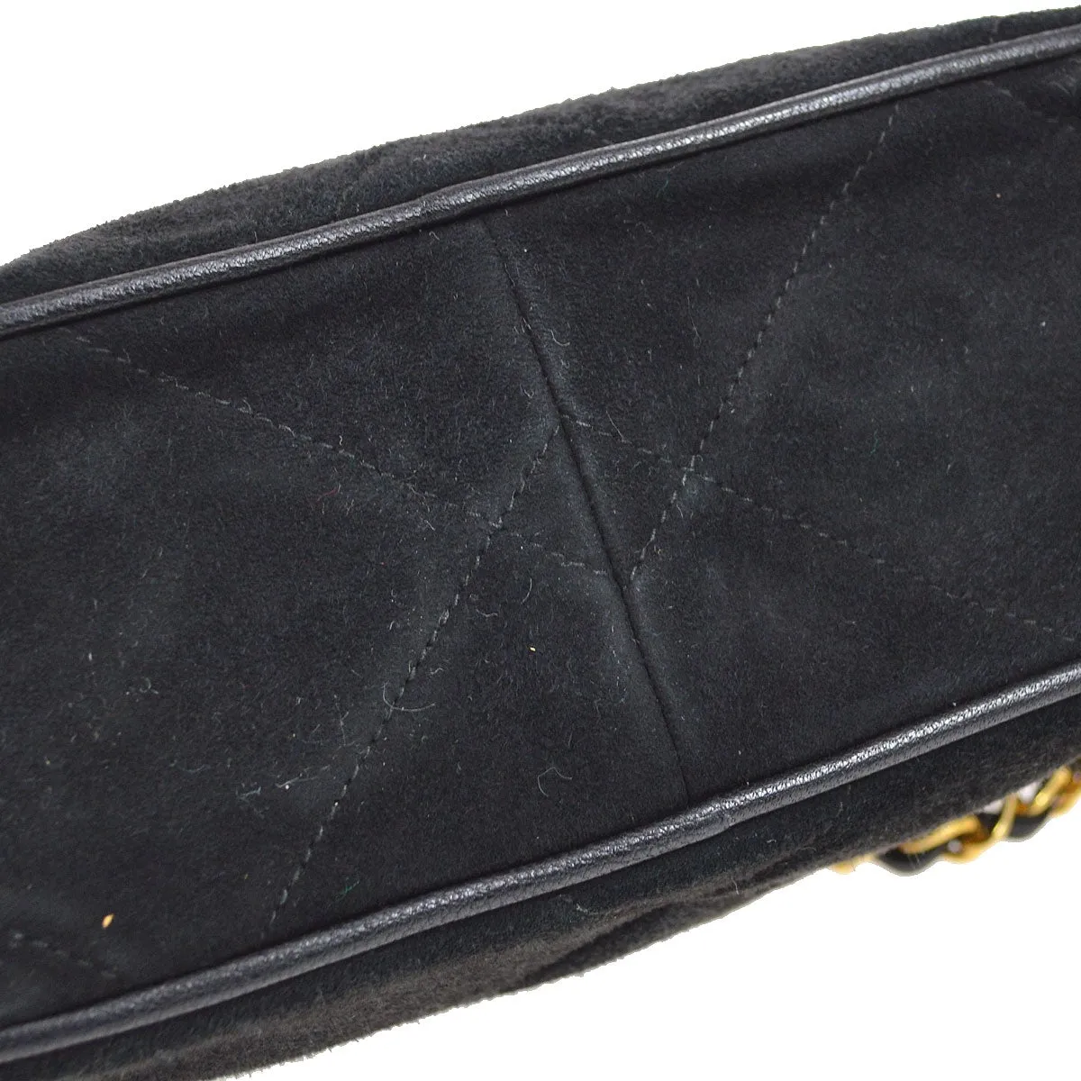 CHANEL 1986-1988 Black Suede Diamond Camera Bag Mini 01505