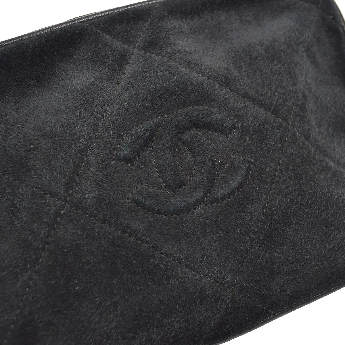 CHANEL 1986-1988 Black Suede Diamond Camera Bag Mini 01505
