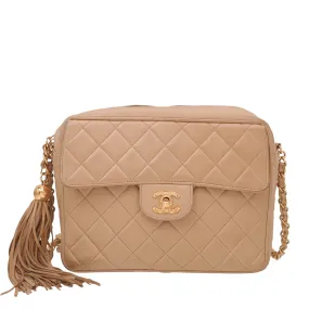 Chanel Beige CC Vintage Tassel Camera Bag