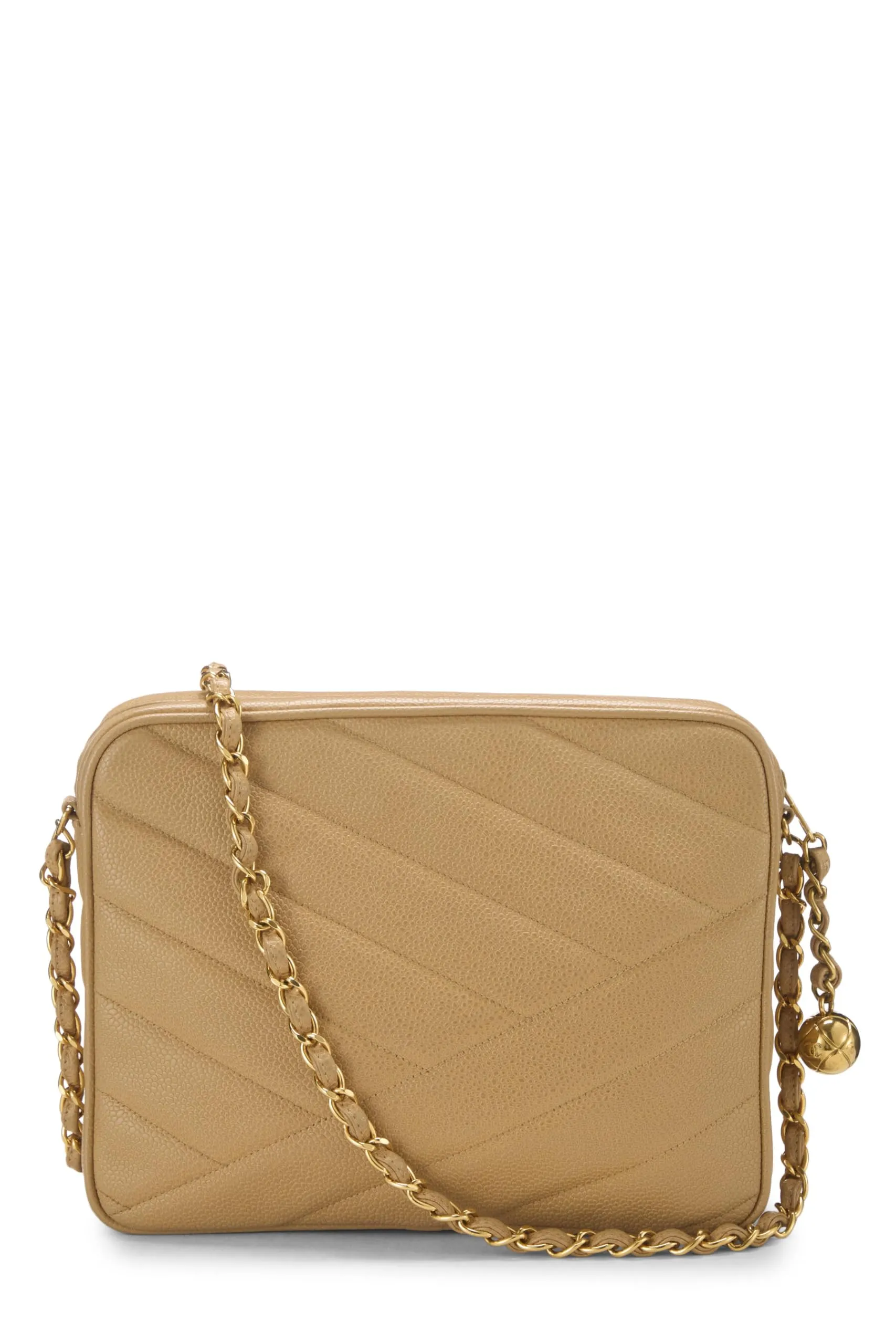 Chanel,  Beige Quilted Caviar Envelope Camera Bag Medium, Beige