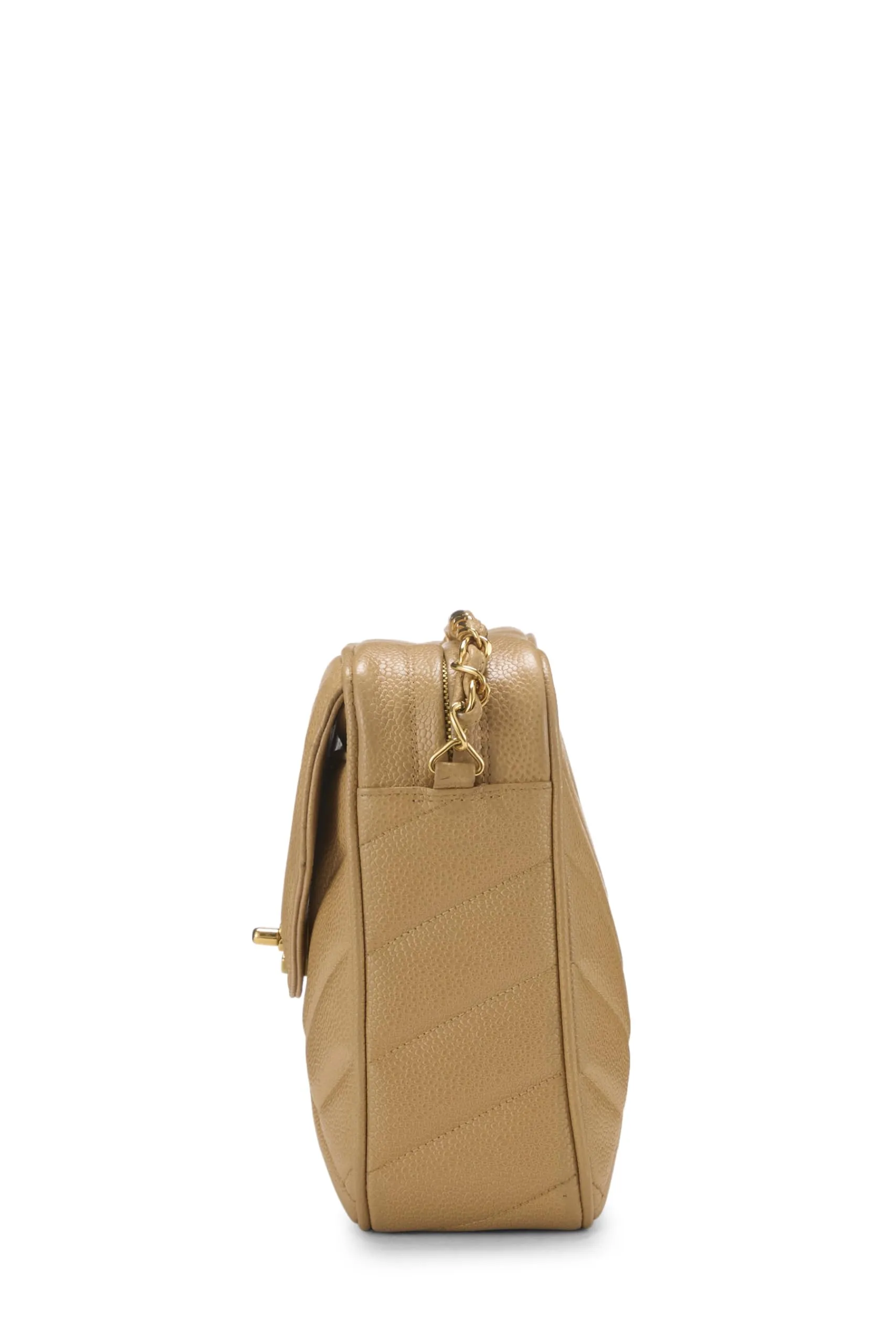 Chanel,  Beige Quilted Caviar Envelope Camera Bag Medium, Beige