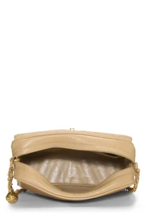 Chanel,  Beige Quilted Caviar Envelope Camera Bag Medium, Beige
