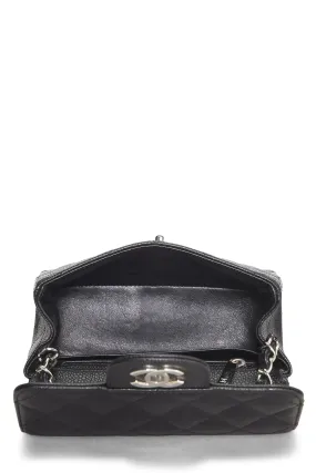 Chanel,  Black Quilted Caviar Classic Square Flap Mini, Black