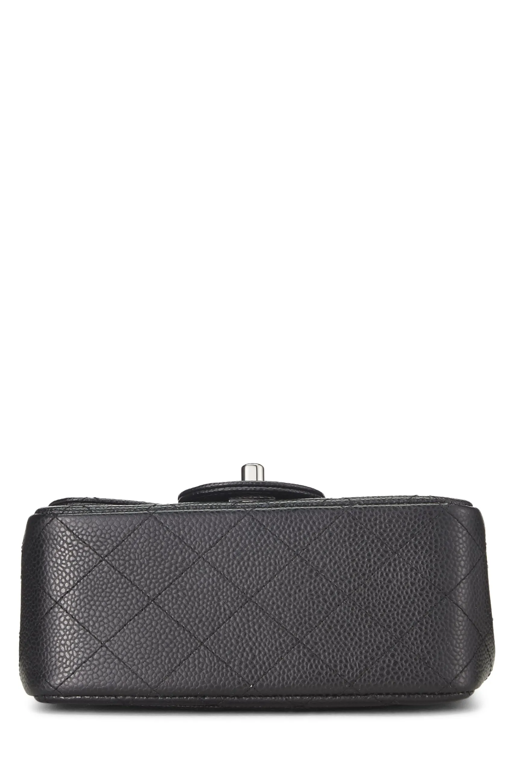 Chanel,  Black Quilted Caviar Classic Square Flap Mini, Black