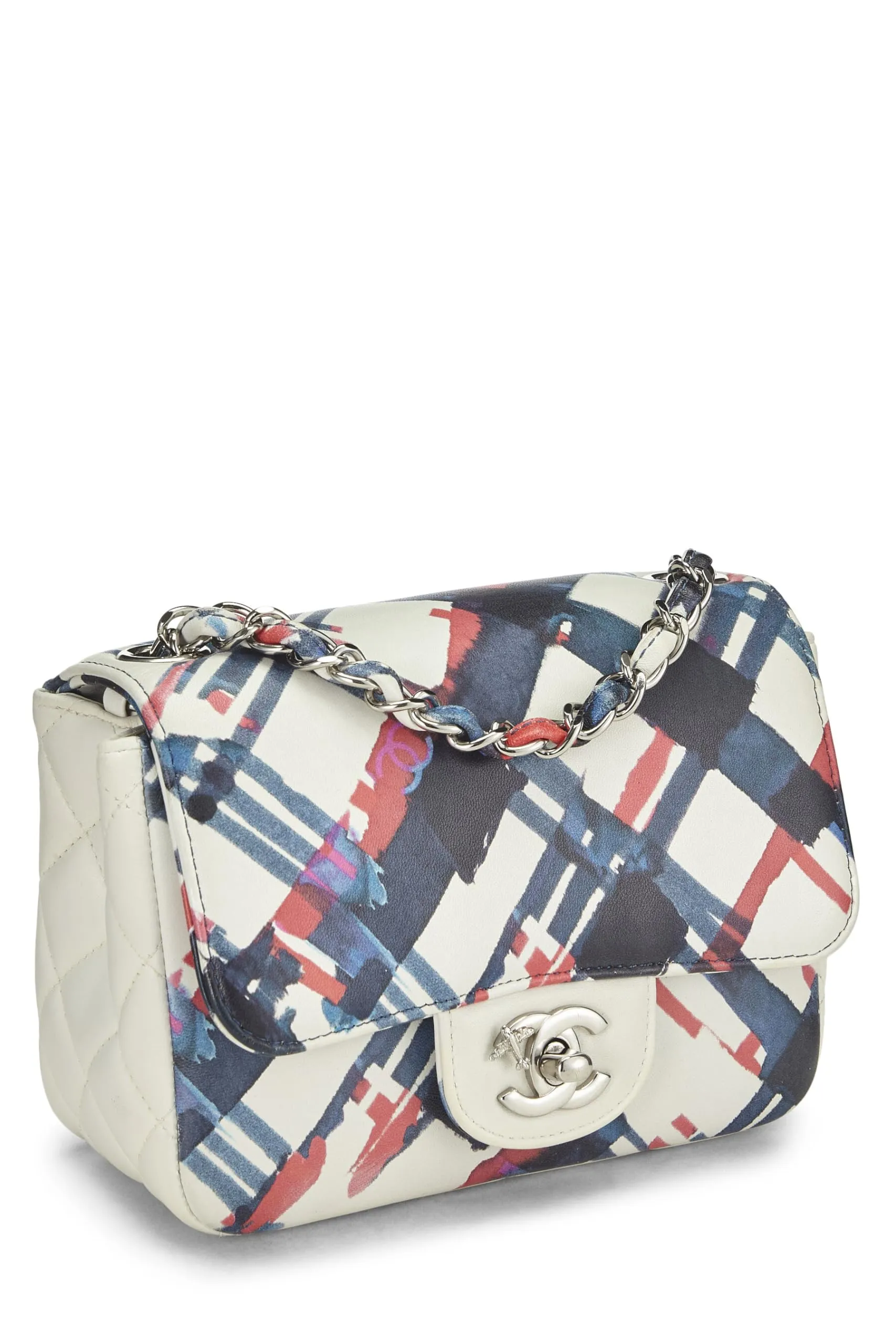 Chanel,  Blue & Red Calfskin Airline Square Flap Mini, Multi