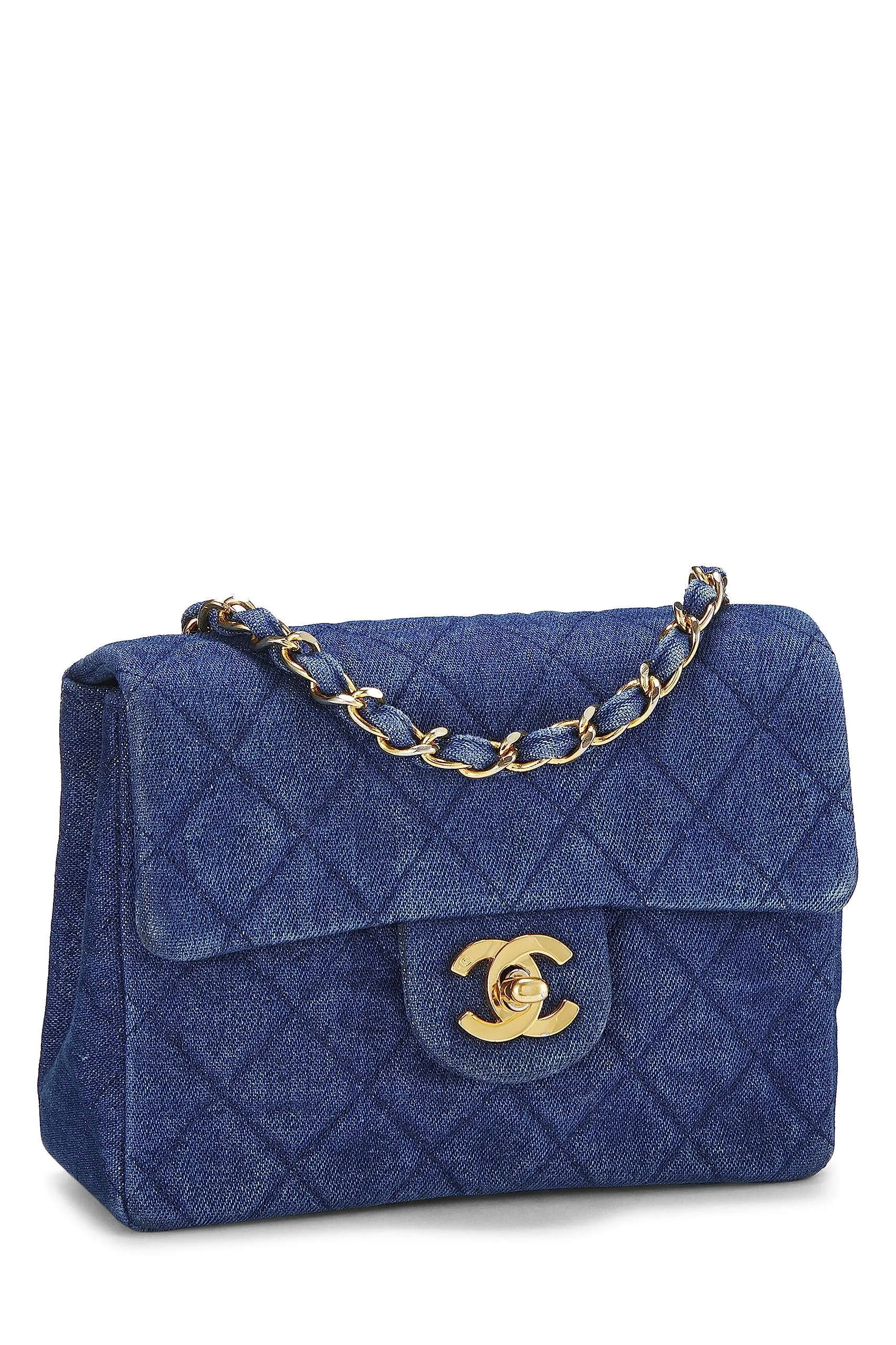Chanel,  Blue Denim Half Flap Mini, Blue