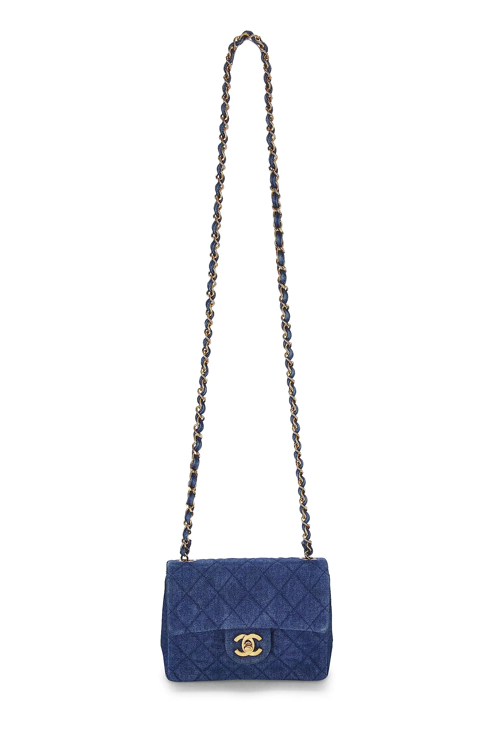Chanel,  Blue Denim Half Flap Mini, Blue
