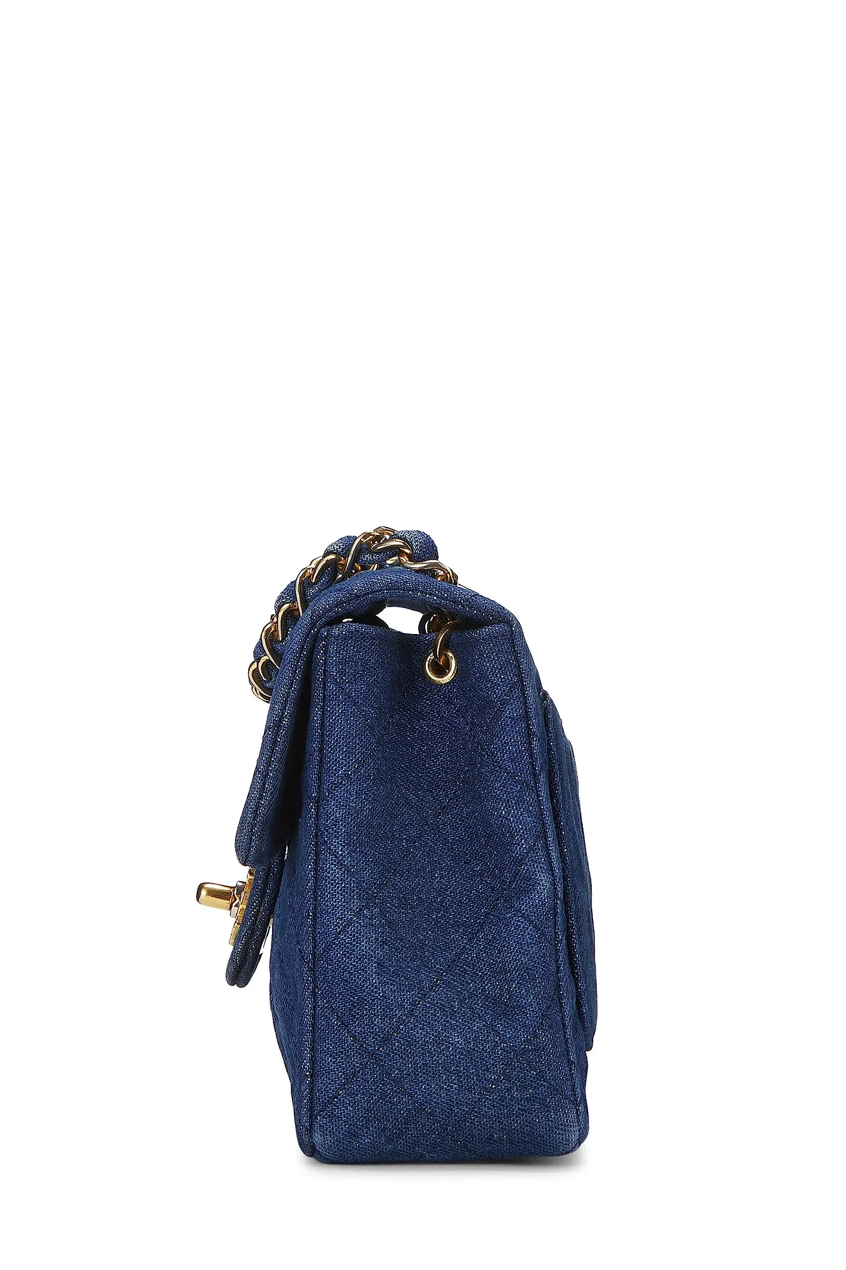 Chanel,  Blue Denim Half Flap Mini, Blue