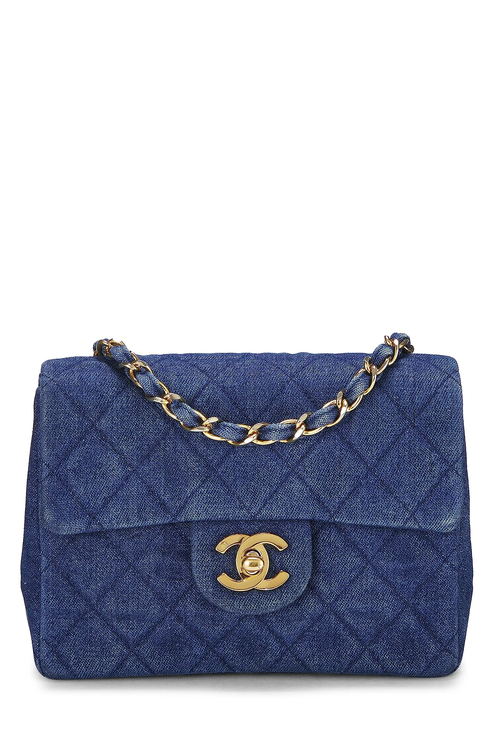 Chanel,  Blue Denim Half Flap Mini, Blue