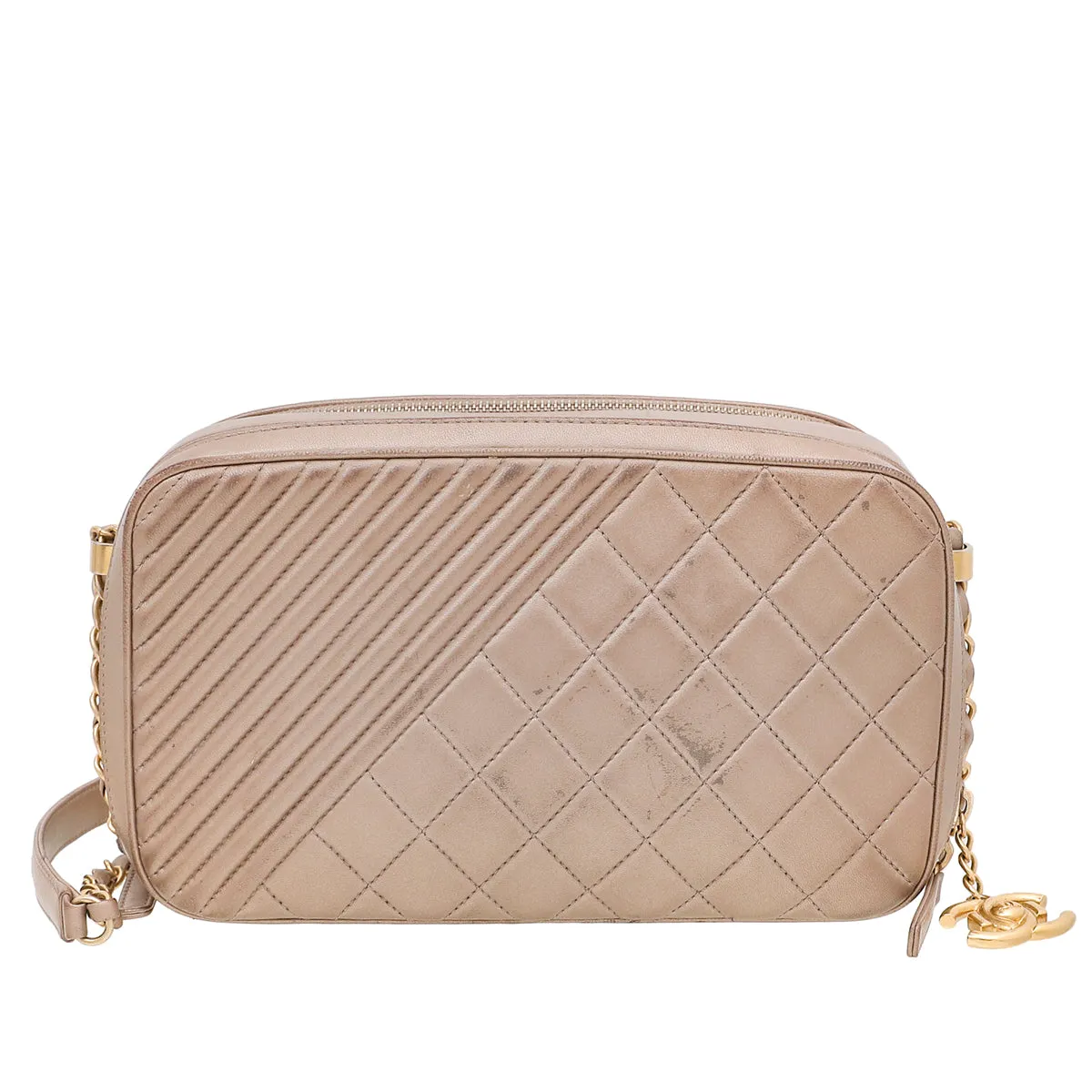 Chanel Champagne CC Coco Boy Large Camera Bag