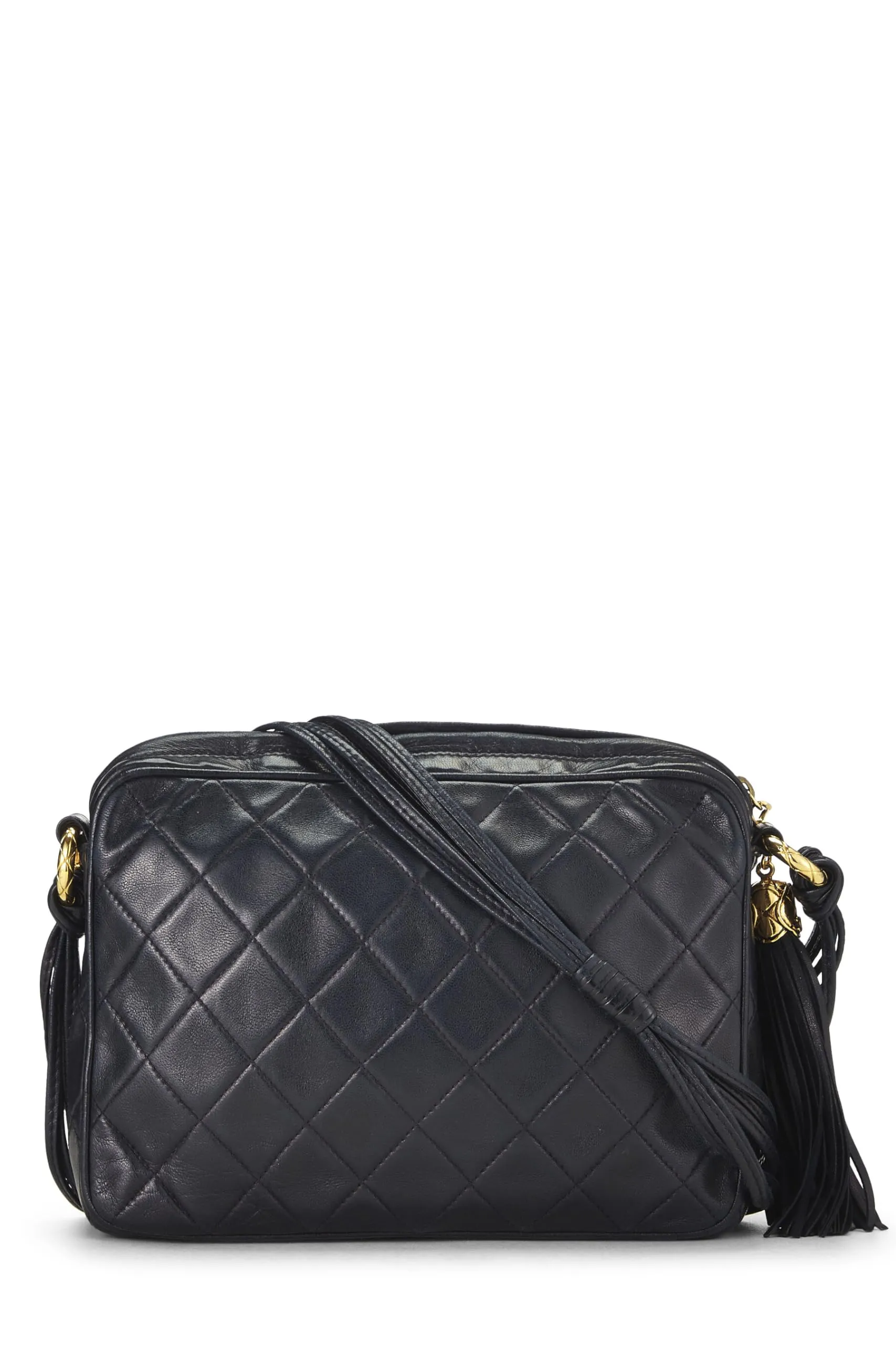 Chanel,  Navy Lambskin Diamond 'CC' Camera Bag Medium, Navy