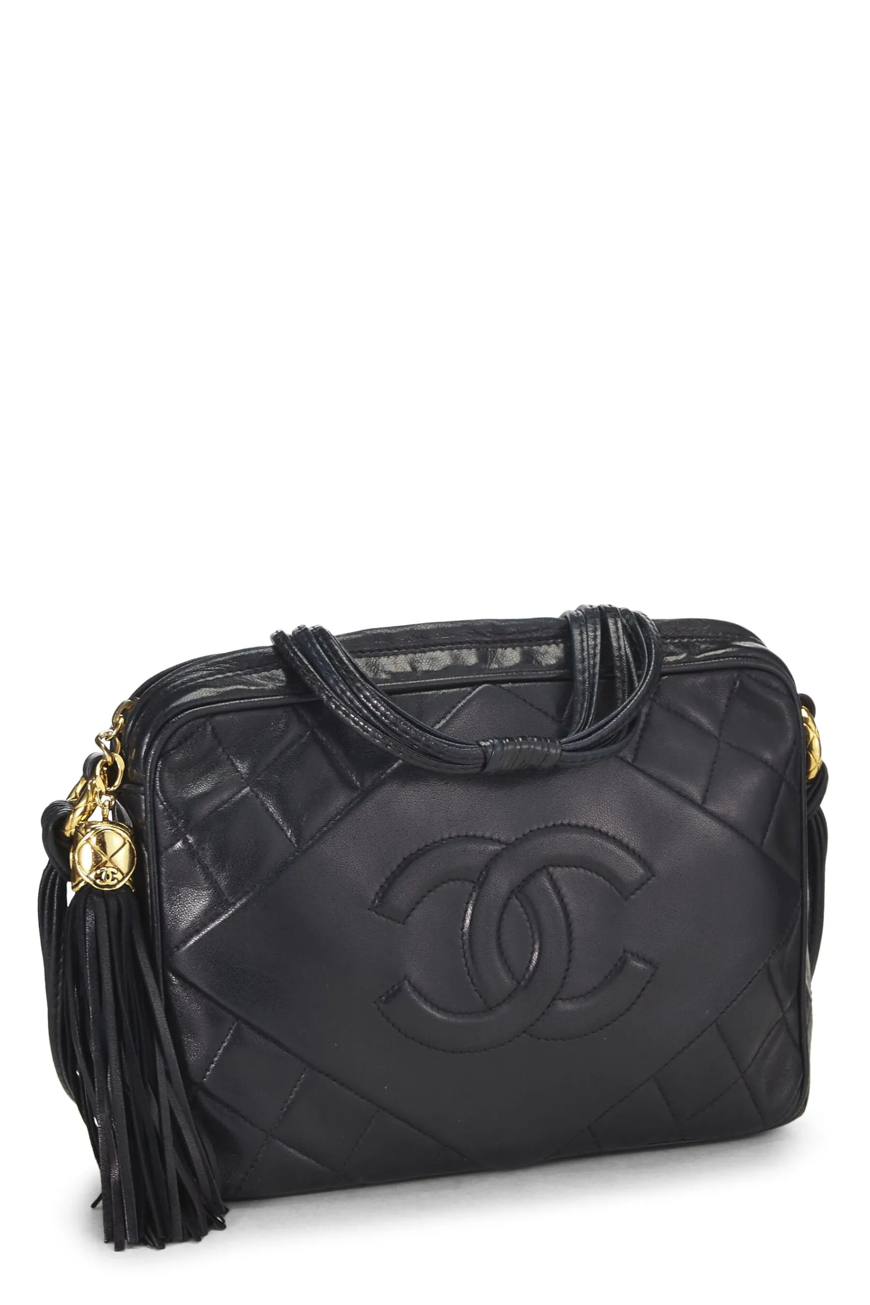Chanel,  Navy Lambskin Diamond 'CC' Camera Bag Medium, Navy