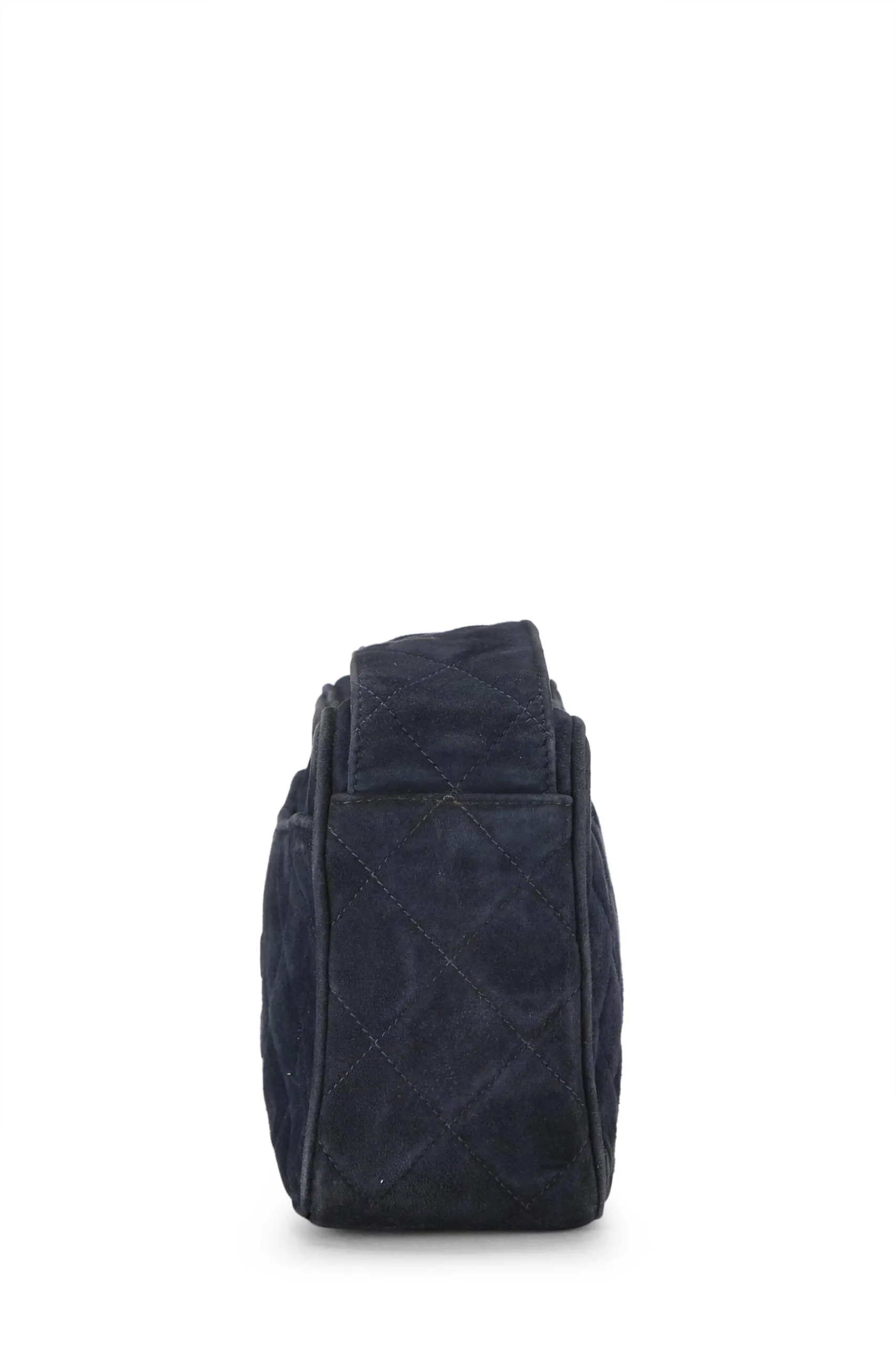 Chanel,  Navy Suede Diamond 'CC' Camera Bag Mini, Navy