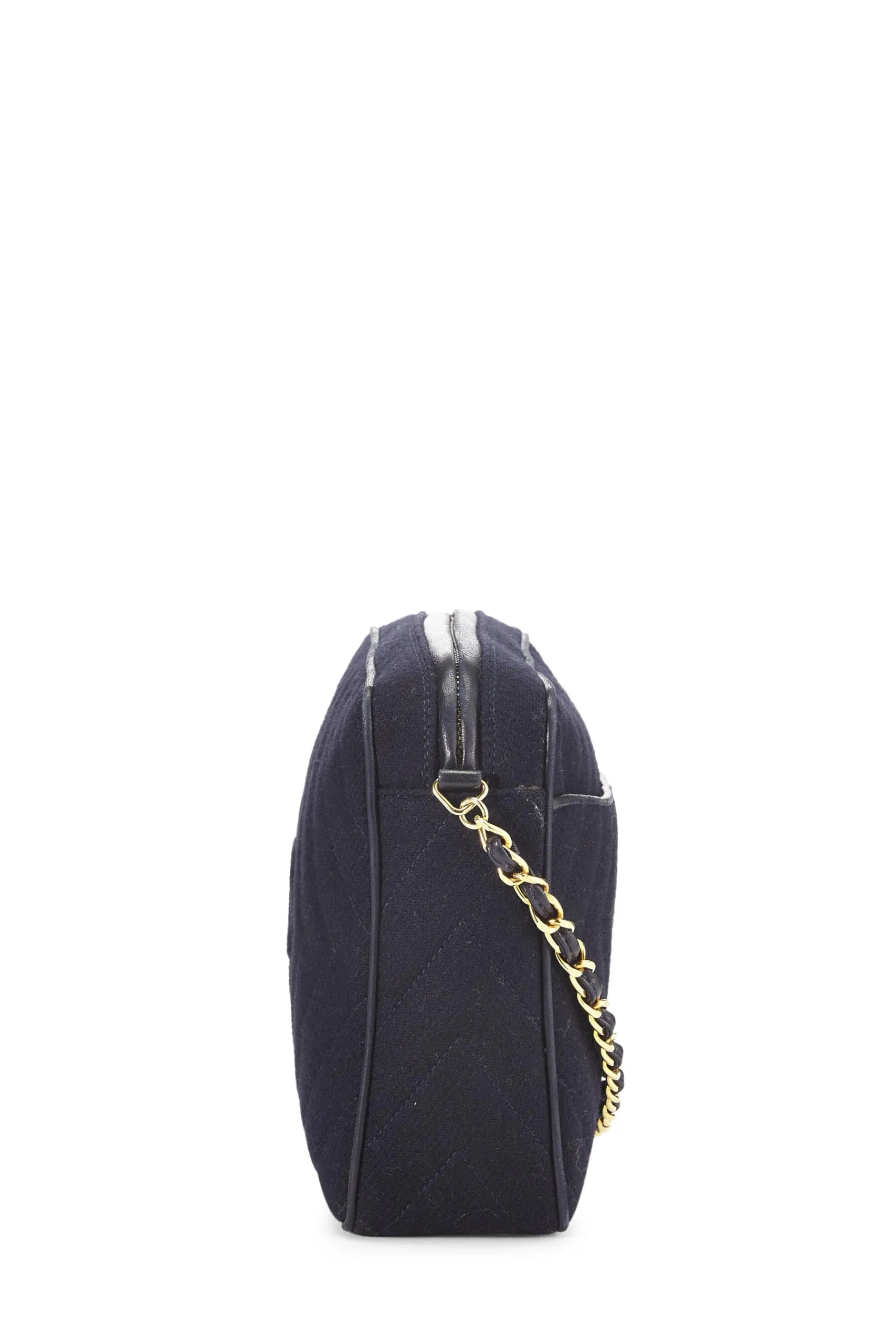 Chanel,  Navy Wool Diamond 'CC' Camera Bag Medium, Navy