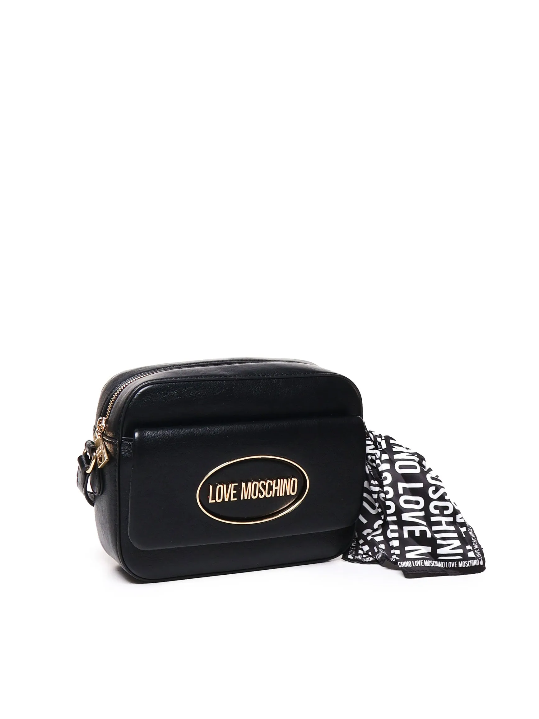 Eco-leather Black Camera Bag with Scarf