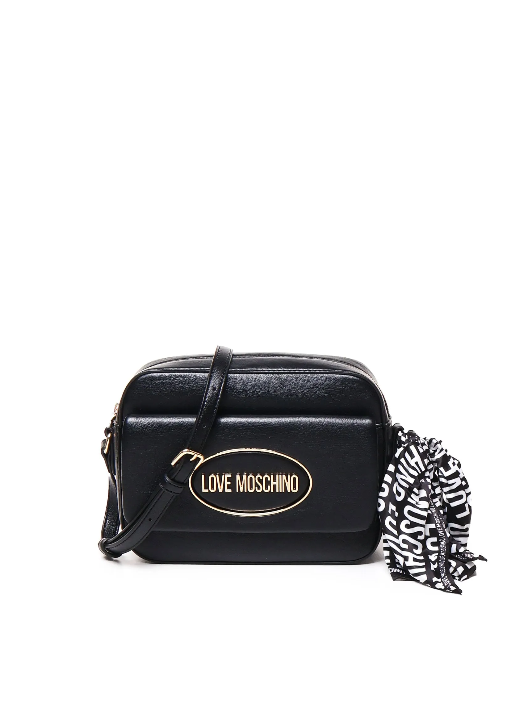 Eco-leather Black Camera Bag with Scarf
