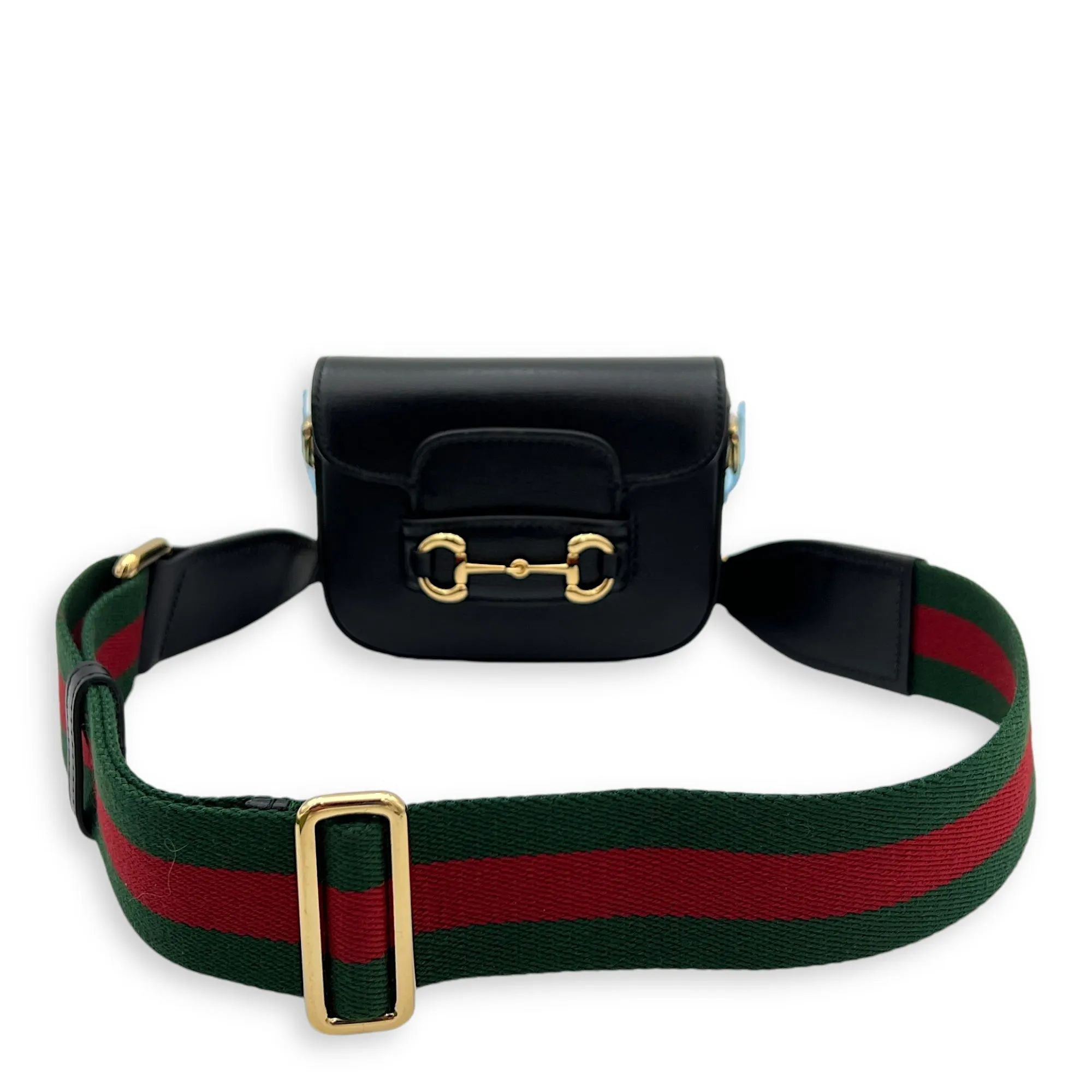 Horsebit 1955 Crossbody Bag Super Mini Black in Calfskin, Gold hardware
