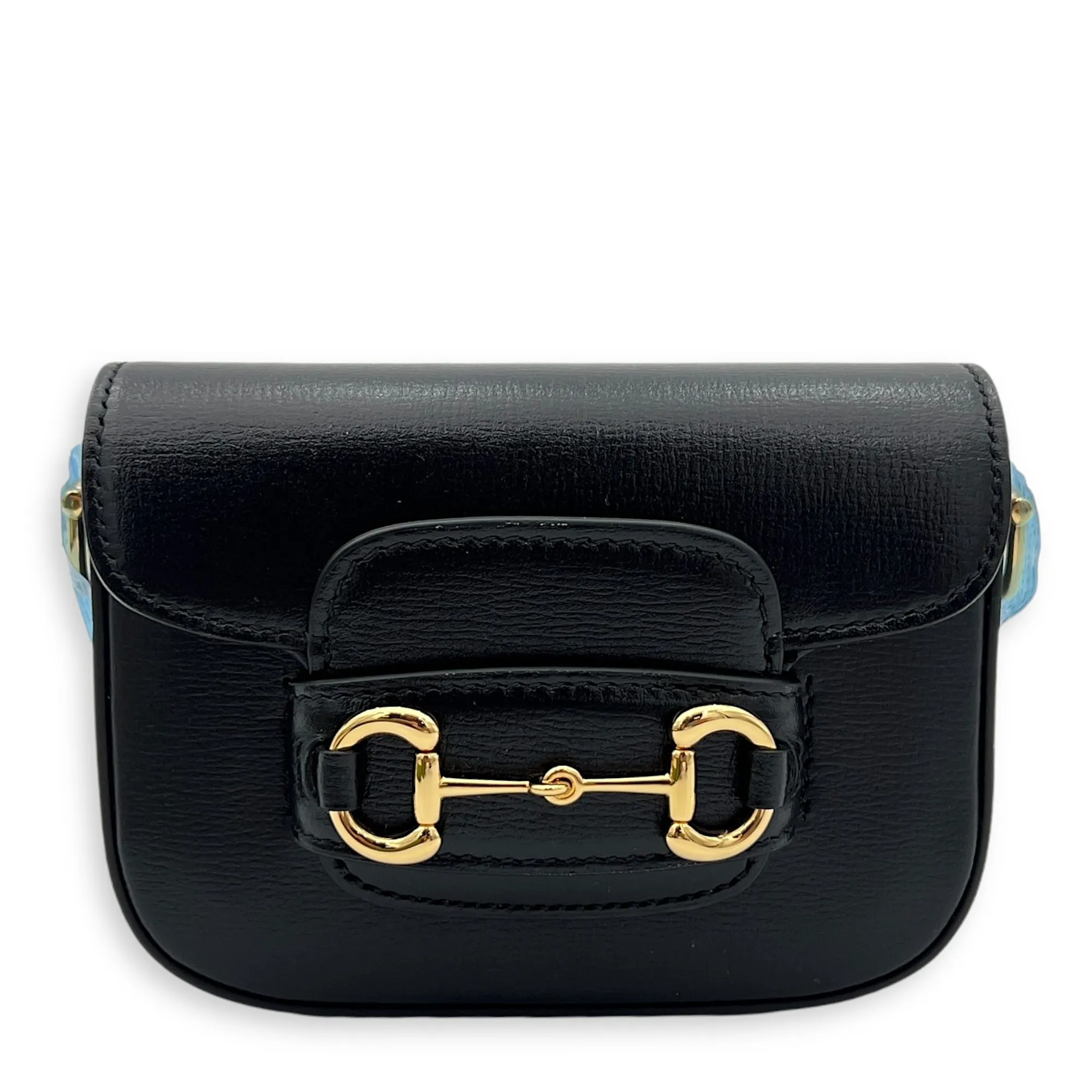 Horsebit 1955 Crossbody Bag Super Mini Black in Calfskin, Gold hardware