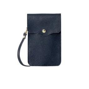Italian Leather Crossbody Phone Pouch Navy
