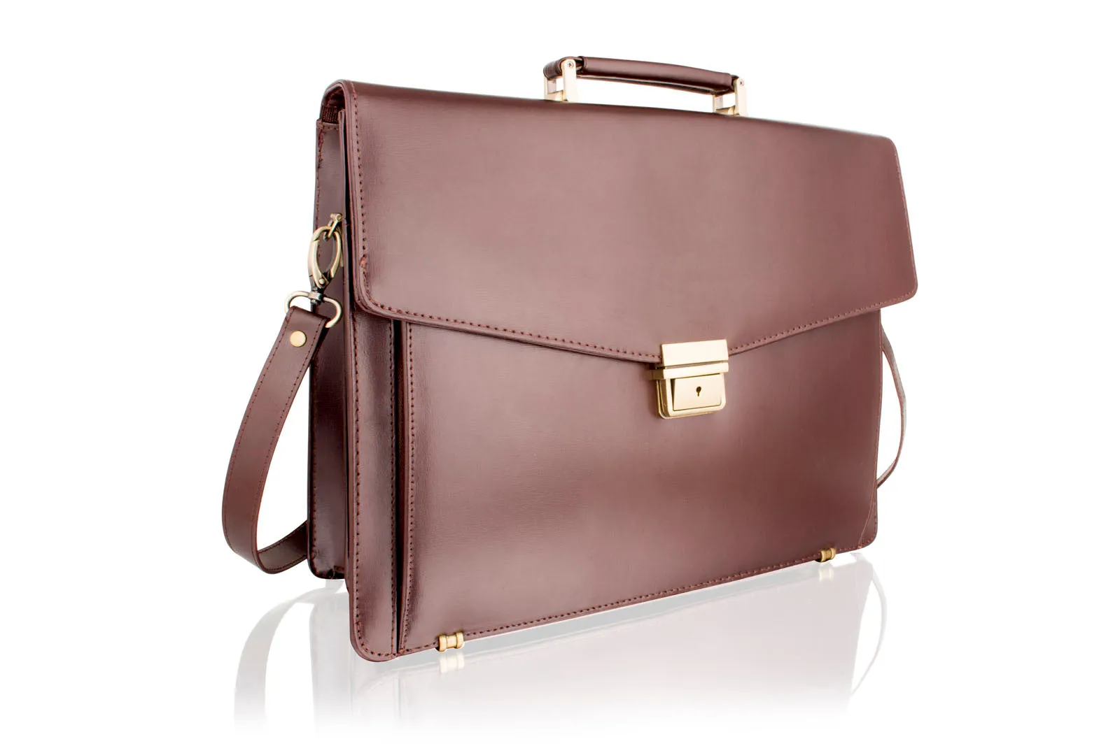 Lombard 15.0" Satchel Briefcase Landscape, Flap Over With Central Zip Adjustable Shoulder Strap