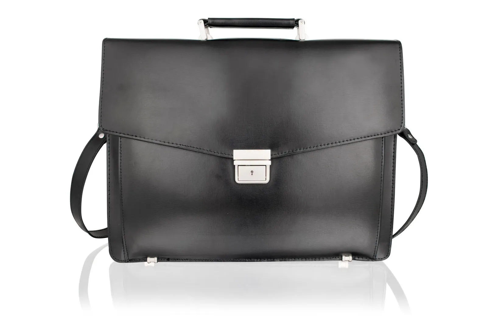 Lombard 15.0" Satchel Briefcase Landscape, Flap Over With Central Zip Adjustable Shoulder Strap
