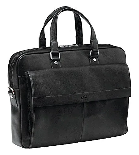 Mancini COLOMBIAN Leather Slim 17" Laptop/Tablet Briefcase in Black