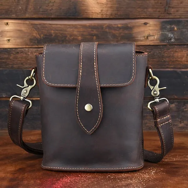 Men Genuine Leather Vintage Business Shoulder Bag Crossbody