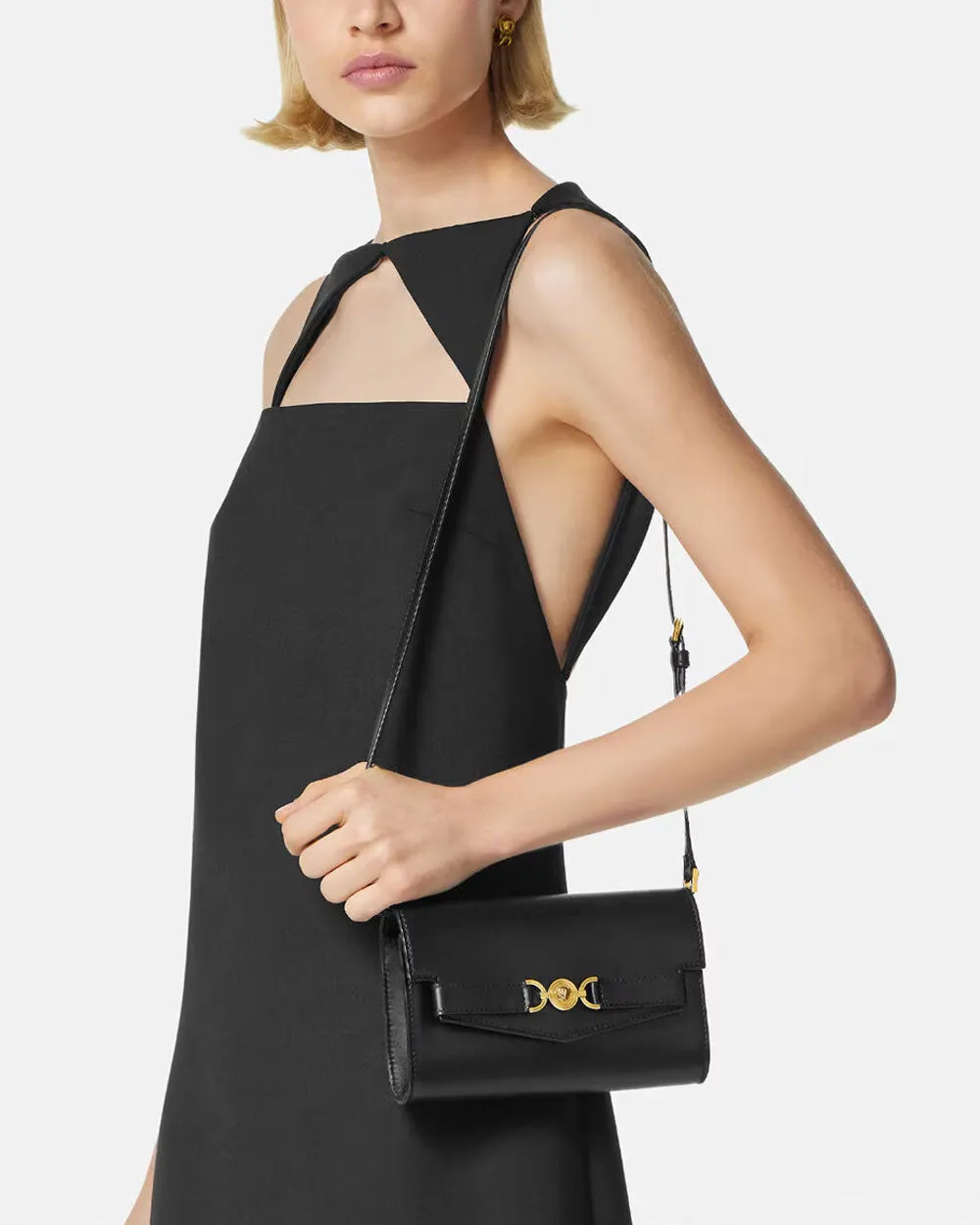 Mini Medusa ’95 Crossbody Bag in Black and Gold
