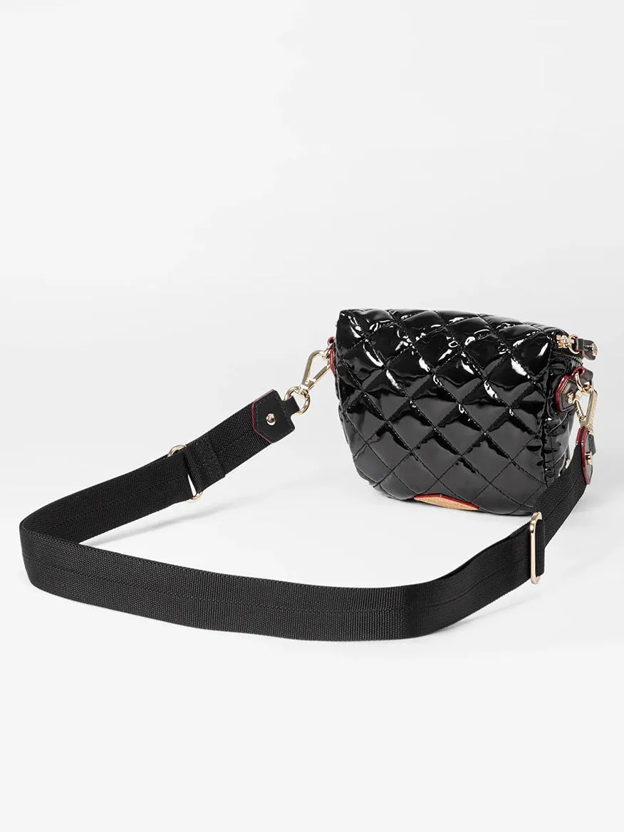 MZ Wallace Micro Crosby Crossbody Sling in Black Lacquer Oxford