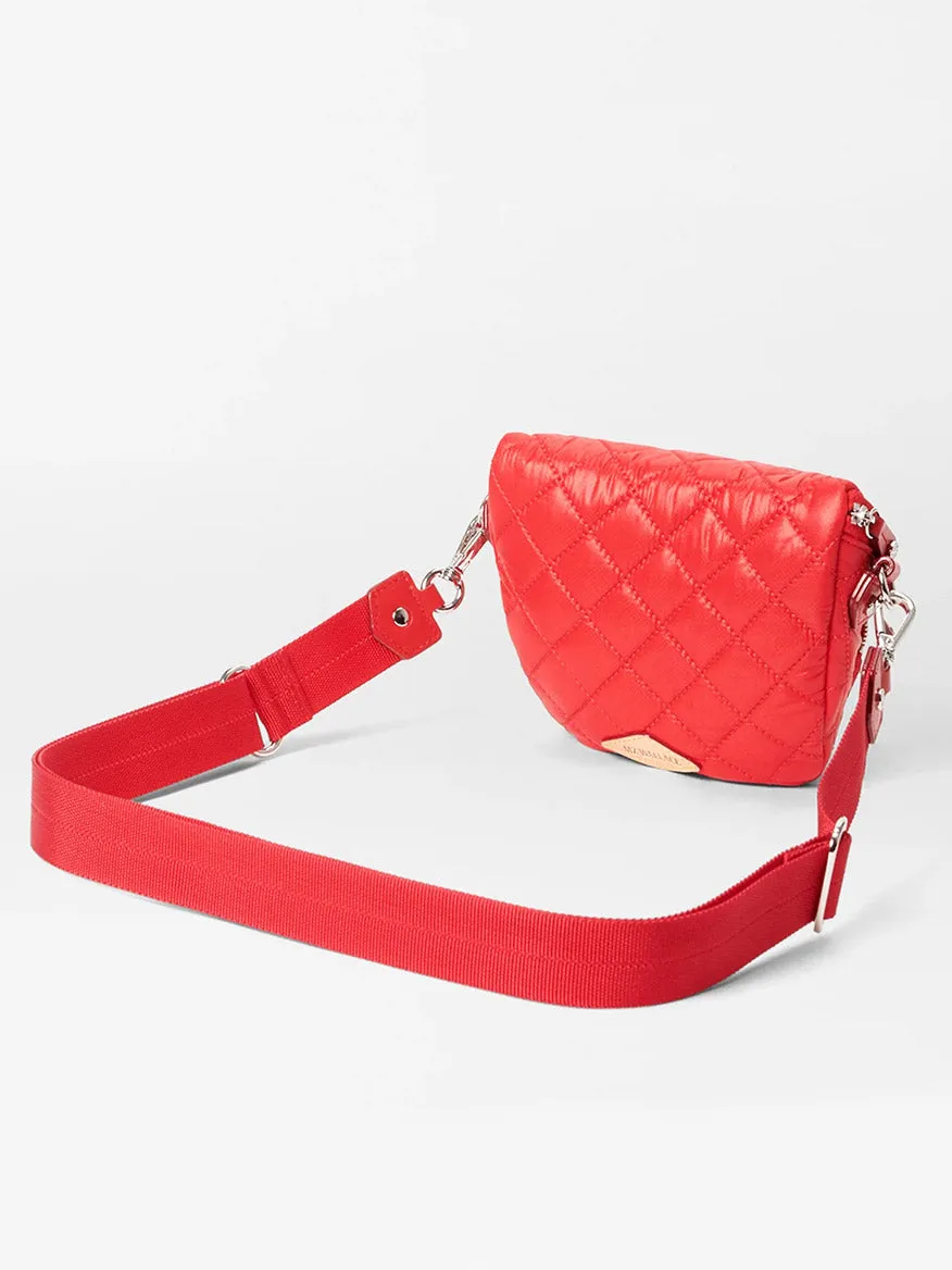 MZ Wallace Micro Crosby Crossbody Sling in Bright Cherry Bedford