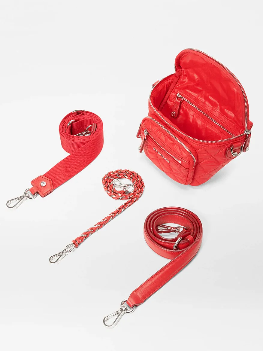 MZ Wallace Micro Crosby Crossbody Sling in Bright Cherry Bedford