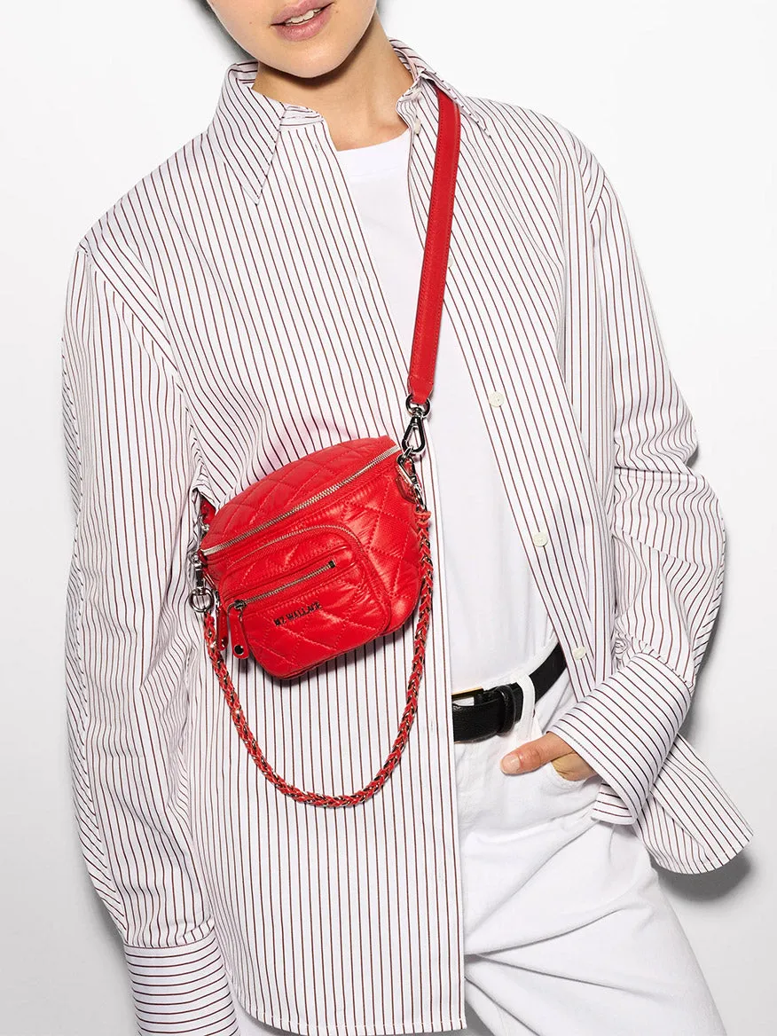 MZ Wallace Micro Crosby Crossbody Sling in Bright Cherry Bedford