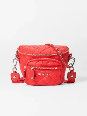 MZ Wallace Micro Crosby Crossbody Sling in Bright Cherry Bedford