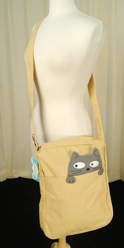 Peeking Gray Cat Crossbody Bag