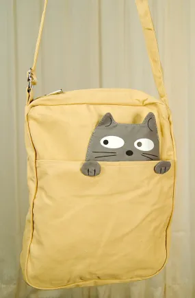 Peeking Gray Cat Crossbody Bag