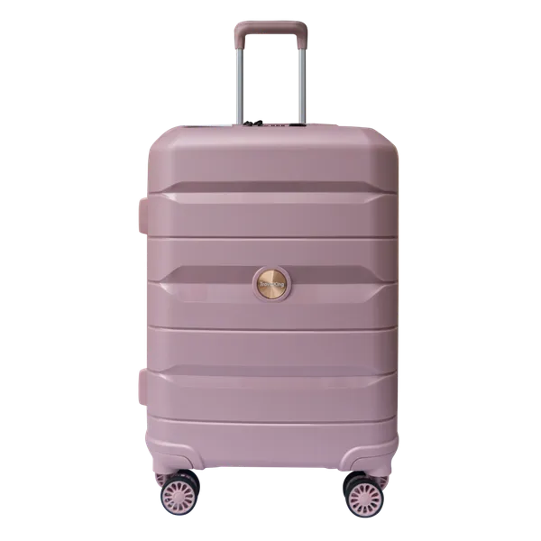 PP Hardside Travel Suitcase Luggage with 8 Spinner Wheels, Aluminum Handle, USB Port (Size 20) TK883 - Pink