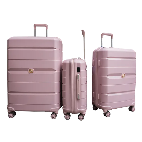 PP Hardside Travel Suitcase Luggage with 8 Spinner Wheels, Aluminum Handle, USB Port (Size 20) TK883 - Pink