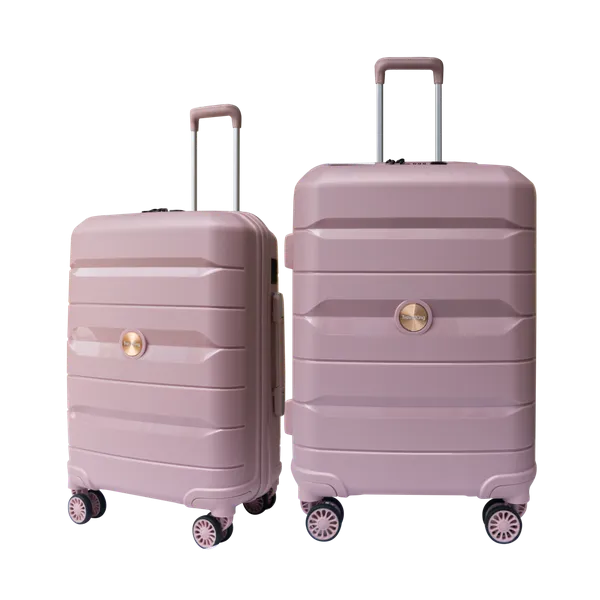 PP Hardside Travel Suitcase Luggage with 8 Spinner Wheels, Aluminum Handle, USB Port (Size 20) TK883 - Pink